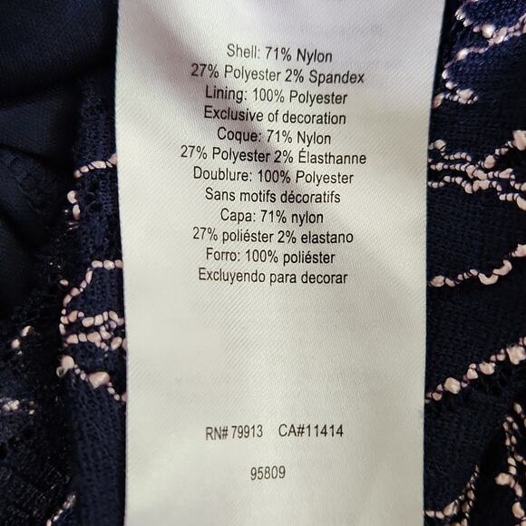 Motherhood Maternity Blue & White Midi Dress Size 1X Lace Overlay Textured - Picture 10 of 12